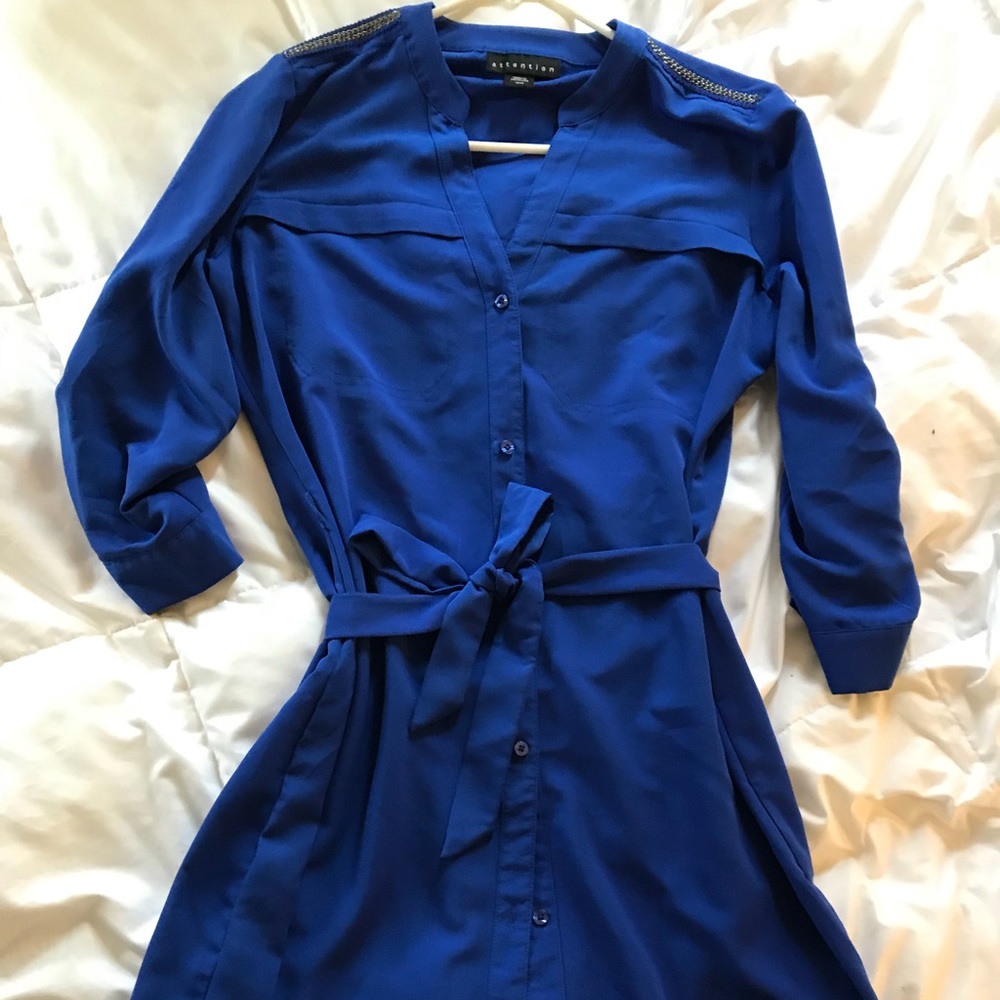 Vibrant blue button up dress